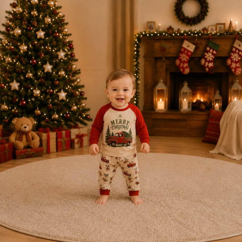 Vintage Christmas Truck Family Matching Pyjamas
