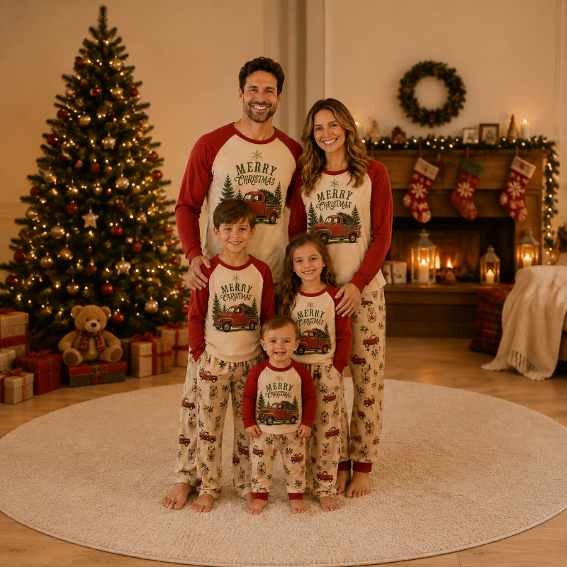 Vintage Christmas Truck Family Matching Pyjamas