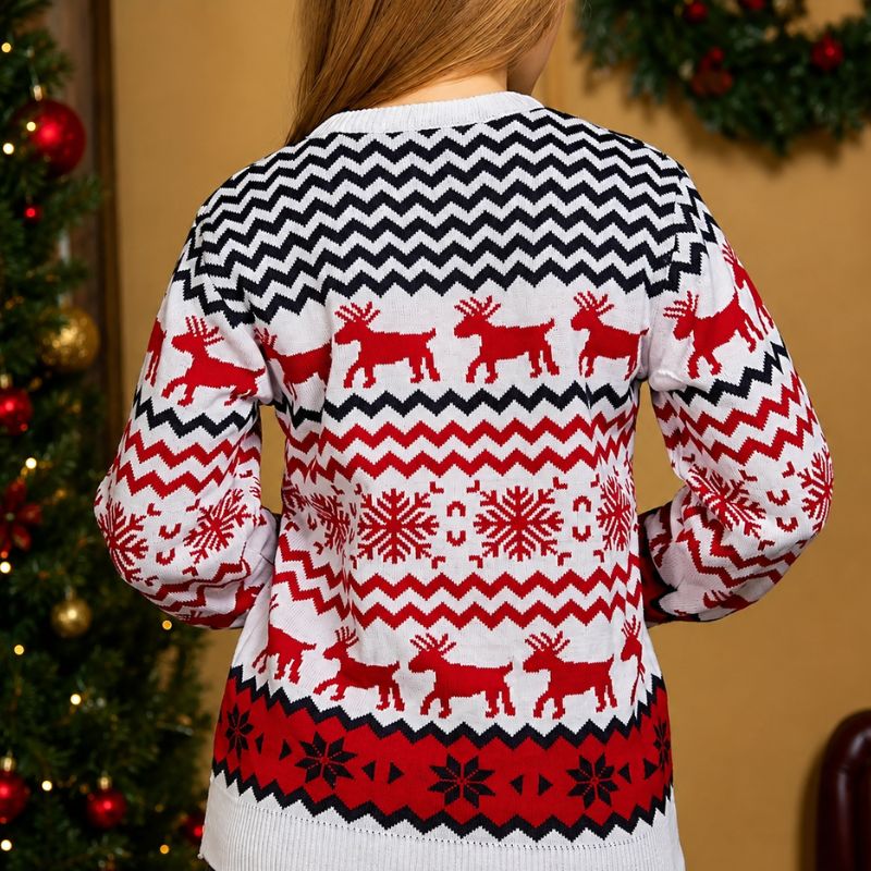 White Snowflake Reindeer Christmas Jumper  