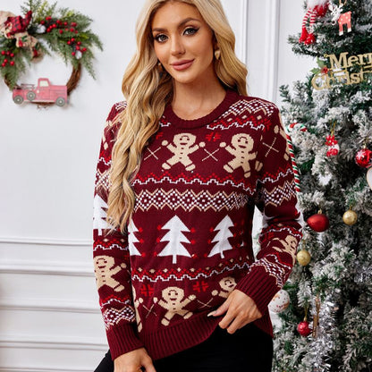 Wine Red Gingerbread Knit Christmas Jumper