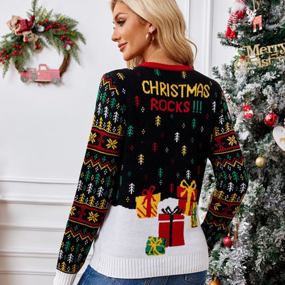Women's Festive Rock N Roll Christmas Jumper