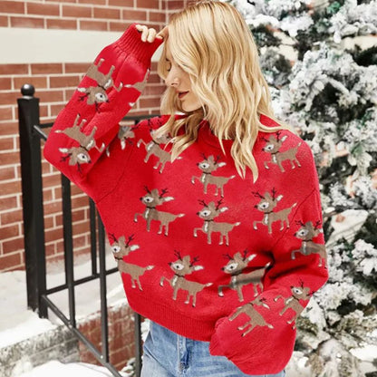 Women's Reindeer Print Crew Neck Christmas Jumper
