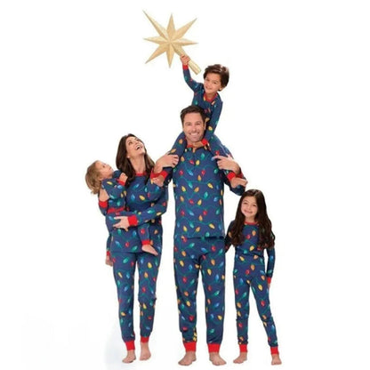lights matching family christmas pyjamas