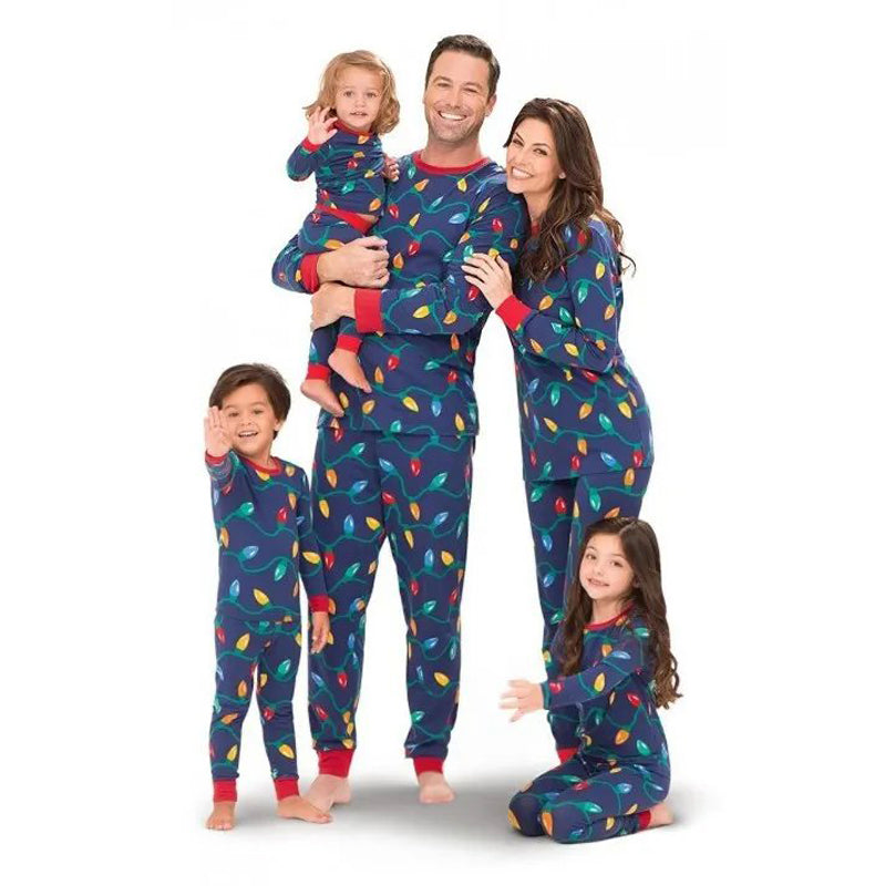 lights matching family christmas pyjamas